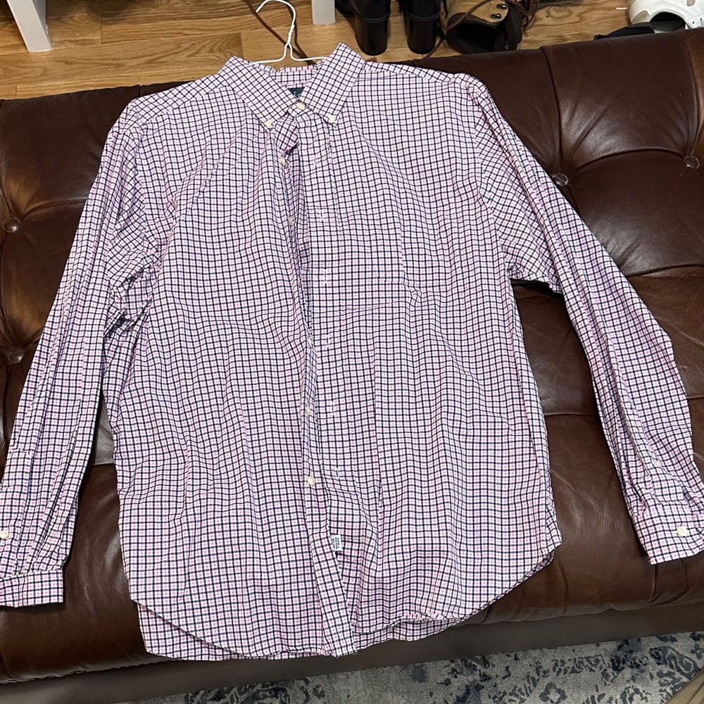 Ralph Lauren Men's Red and White Checkered Shirt